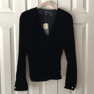 NWT Ann Taylor Black Velvet wrap shirt size 4